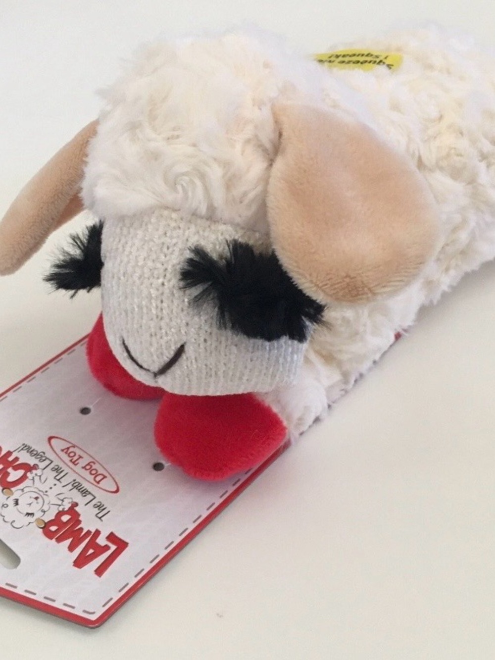 NEW Dog Toy 11” Lamb Chop Soft Plush with Squeaker and Red Hooves